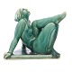 Jens Jacob Bregnø, 1877-1946, Art Deco figur i form af siddende kvinde udført i stentøj. Signeret JB. H: 13cm. D: 17cm. B: 15cm