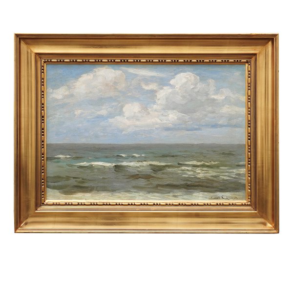 Carl Locher, 1851-1915, Meerespartie, Öl auf Leinen. Signiert Carl Locher. 
Lichtmasse: 48x71cm. Mit Rahmen: 71x93cm
