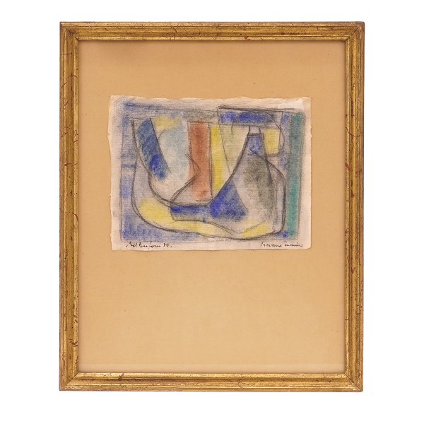 Bernard Dufour, 1922-2016, Komposition, mixed media auf Papier. Signiert und 
datiert 1950. Lichtmasse: 13x17cm. Mit Rahmen: 32x26cm