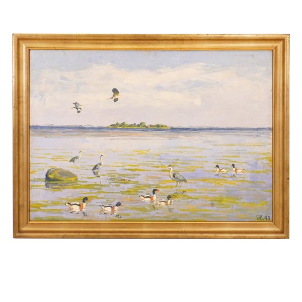 Johannes Larsen, 1867-1961, Öl auf Leinen. Signiert 1943. Lichtmasse: 59x83cm. 
mit Rahmen: 70x94cm