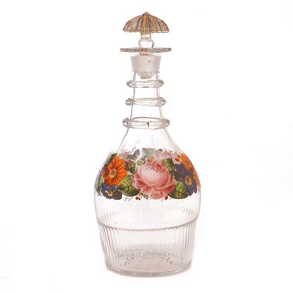 Emailledekorierte Karaffe um 1860-80. H: 22,5cm